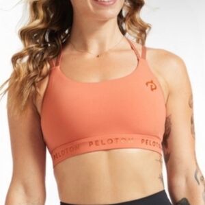 Peloton Cadent Strappy Sports Bra - Coral, Gold Glitter - SZ Small